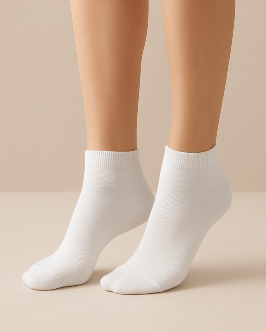 5'li Kadın Beyaz Patik Çorap