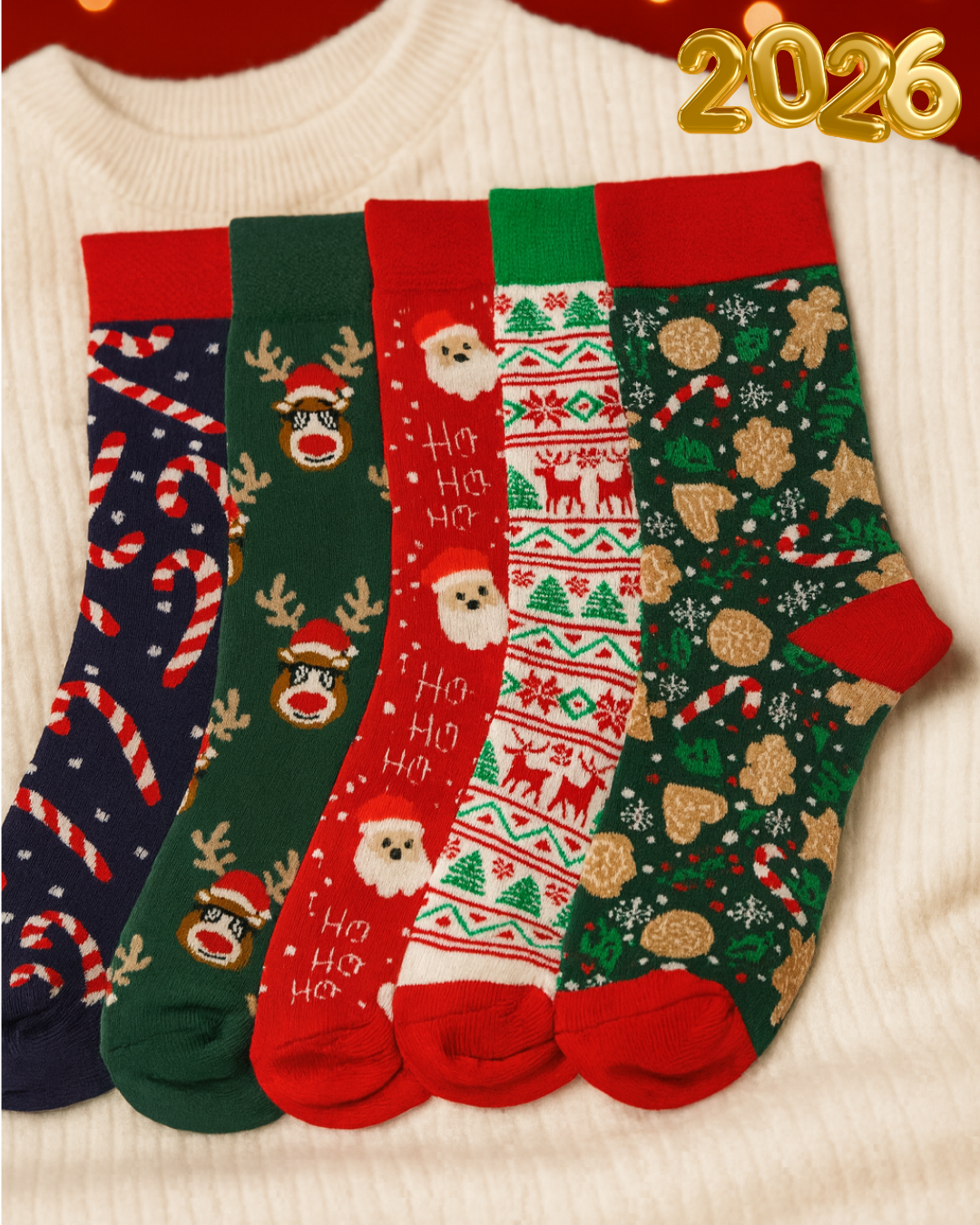 Yılbaşı Temalı 5'li Çorap