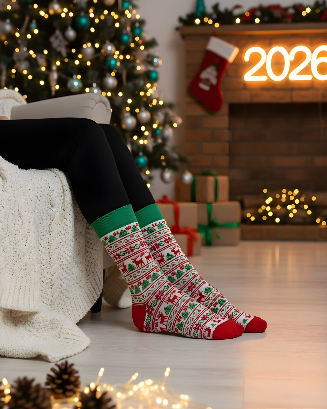 Yılbaşı Temalı 5'li Çorap